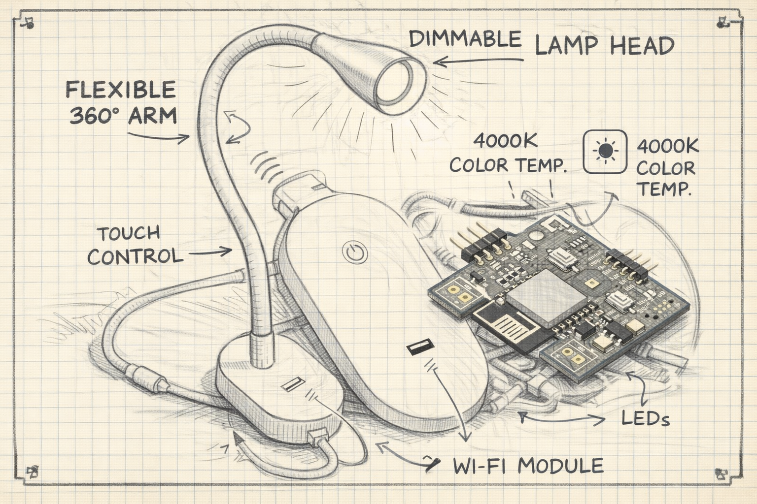 Lamp teardown and PCB design sketch